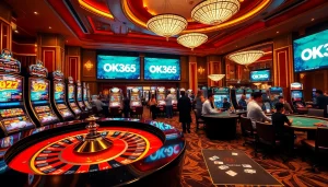 Experience the excitement of OK365 Trang chủ with vibrant casino gaming scenes and engaging players.