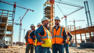 Construction association South Carolina at work, demonstrating teamwork and safety on a vibrant building site.