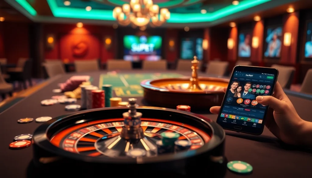 Experience thrilling gameplay at Superbet with vibrant casino tables and engaging sports betting.