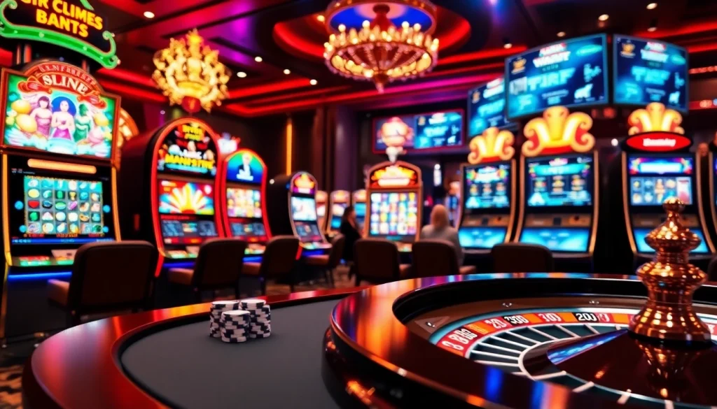 Experience thrilling online슬롯 machines in a vibrant, luxurious casino atmosphere.
