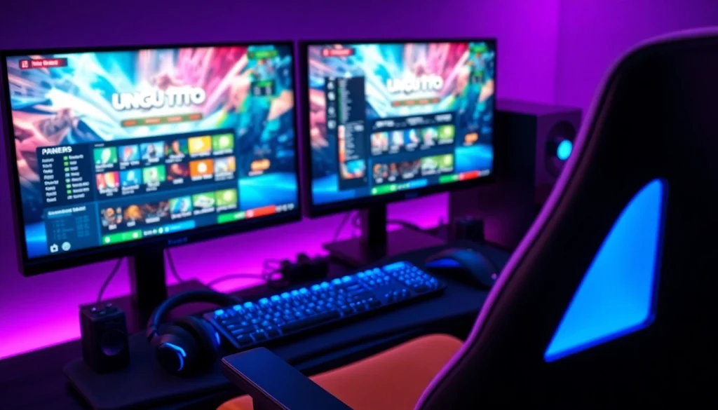 Permainan ungu toto dengan antarmuka yang menarik sedang ditampilkan di layar komputer modern.