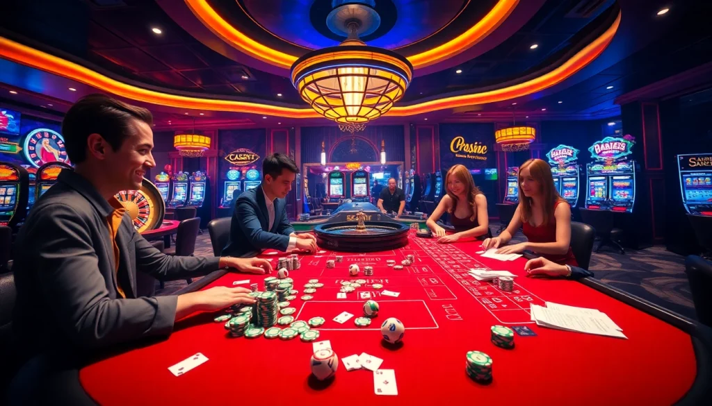 The lively casino scene showcases gameplay at a craps table featuring vibrant colors and s8 tech elements.