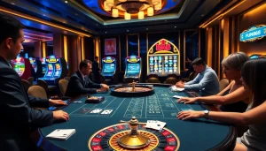 Fun88 gaming table with excited players engaged in high-stakes blackjack action.