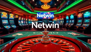 Experience thrilling gameplay at Netwin with vibrant slot machines and a roulette table.
