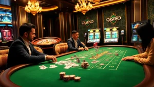 Players strategizing at the baccarat table featuring kkwin 03 with luxurious casino visuals.