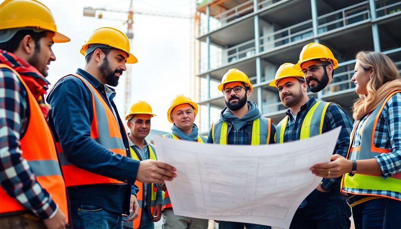 Collaboration among professionals at a construction site representing construction association south carolina.