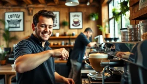 Découvrez un café charmant dans un coffee shop espagne avec un barista souriant