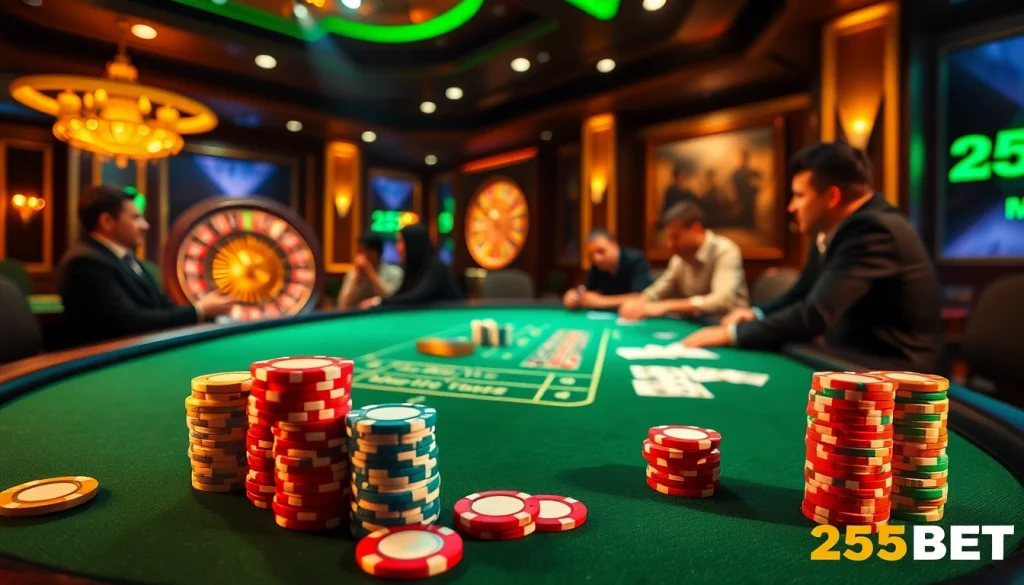 Experience thrilling poker action at 255BET Casino, featuring vibrant tables and professional gameplay.