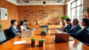 Engaging business discussion illustrating collaboration and strategy among diverse professionals.