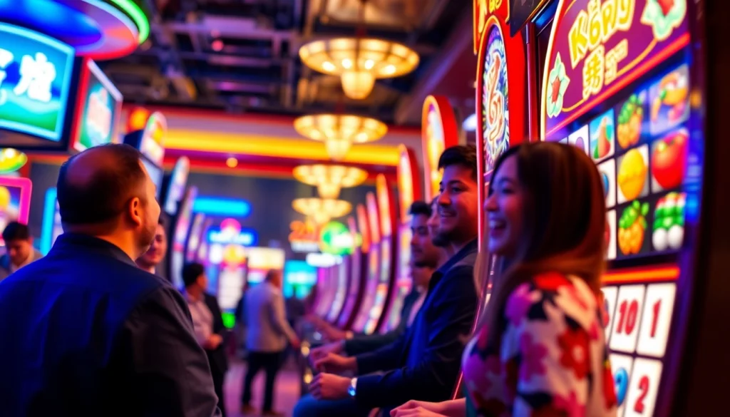 Menampilkan mahjong ways 2 slot yang menarik dengan pemain yang terlibat dalam permainan di kasino.