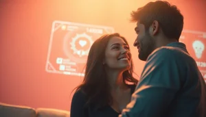 Engaging scene of characters discussing with a sex AI, blending warmth and technology.