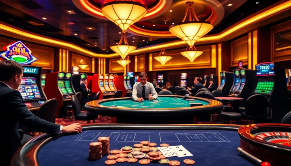 Betting excitement at 789p.build with vibrant casino tables and slot machines.