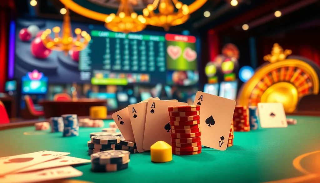 Exciting casino atmosphere featuring link vào 79king, poker chips, and vibrant gaming elements.