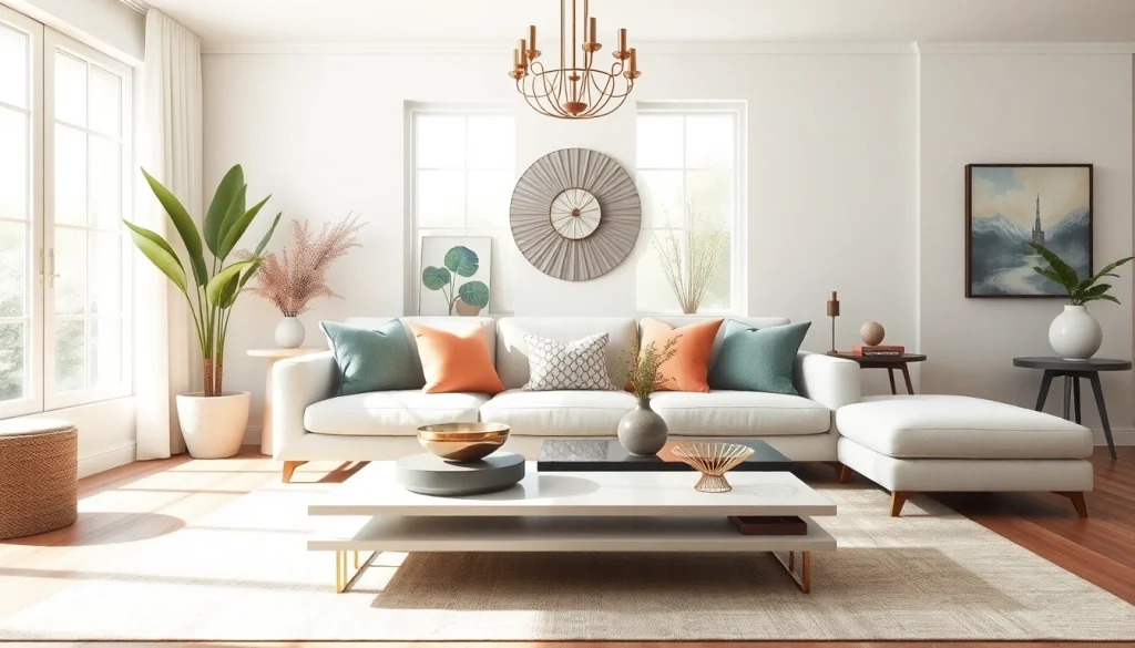 Διακοσμηση σπιτιου ιδεες σε κομψό σαλόνι με ανακλαστικά διακοσμητικά στοιχεία.