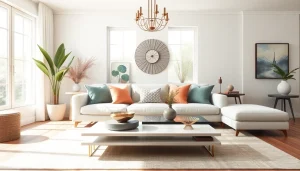 Διακοσμηση σπιτιου ιδεες σε κομψό σαλόνι με ανακλαστικά διακοσμητικά στοιχεία.