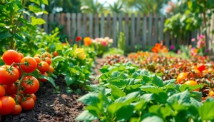 Gardening tips for creating a vibrant vegetable garden with lush plants and bright sunlight.