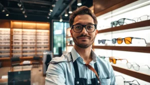 Shop premium eyeglasses at specsdr.com, featuring stylish frames in a modern boutique setting.