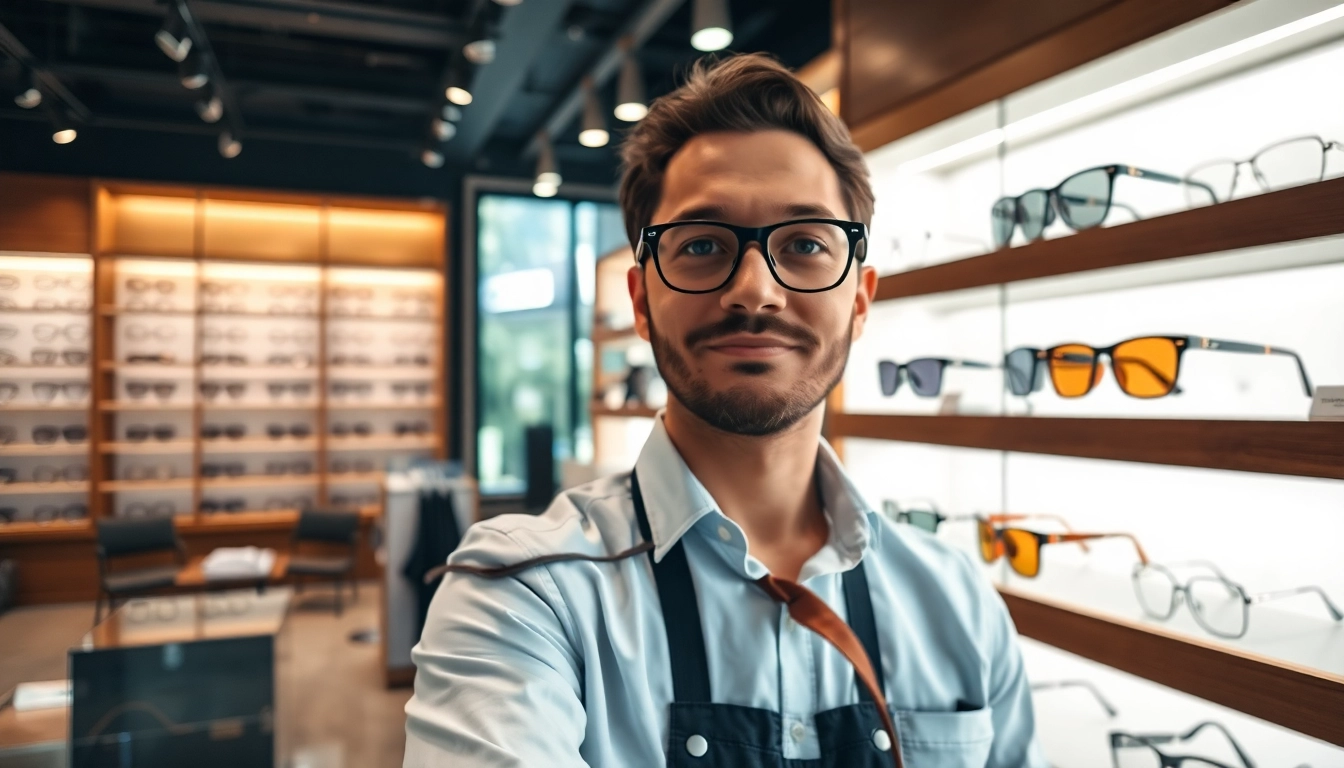 Shop premium eyeglasses at specsdr.com, featuring stylish frames in a modern boutique setting.