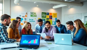 Boost Social Media team collaborating on marketing strategies for https://boost-social-media.com.