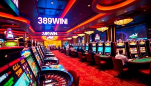 Experience thrilling gameplay at 389WIN's casino with vibrant tables and engaging slot machines.