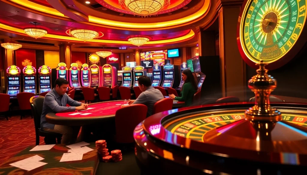 Engage with the excitement of MM88 poker action at a luxury casino table filled with vibrant chips and players.