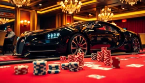 Experience high-stakes gambling with Bugatti8 at a luxurious casino table.