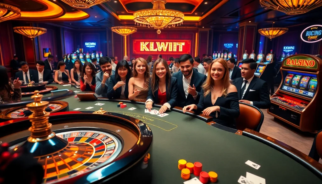 Experience thrilling gaming action at https://kkwin.life/ featuring vibrant casino tables and engaged players.