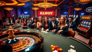 Experience thrilling gaming action at https://kkwin.life/ featuring vibrant casino tables and engaged players.