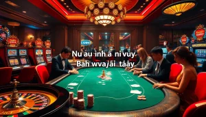 Experience thrilling gameplay at a vibrant casino table with 'Nếu như vậy bám vào đây' as players engage in intense betting.