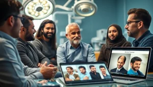 Patients discussing hair transplant istanbul options in a modern clinic setting
