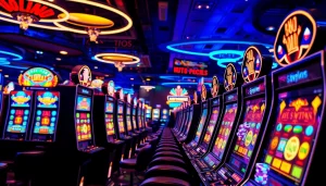 Menggambarkan petanitoto dengan pemain menikmati mesin slot yang menyenangkan.