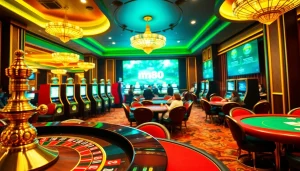 Players thriving in a luxurious gaming experience at Nhà Cái mm88, engaging in roulette and poker.