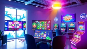 Kode4d vibrant online gaming scene with colorful slot machines and lively user interface