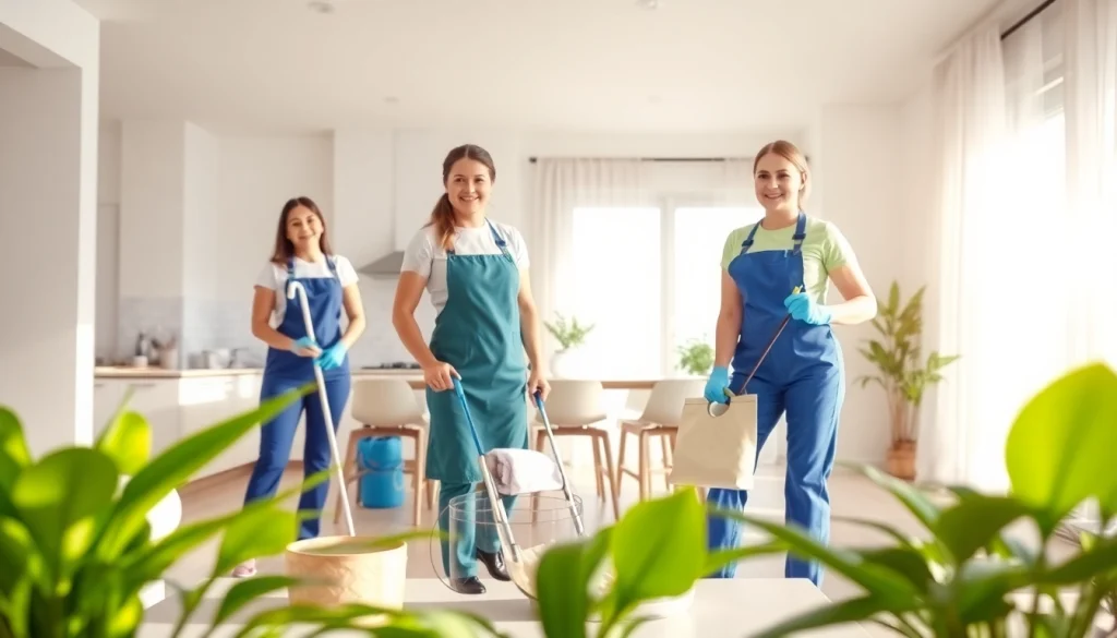 Cleaning service team shows expertise in making homes spotless and inviting.