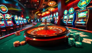 Experience the thrill of gambling with vibrant poker chips and a roulette wheel at https://topclub.space/.