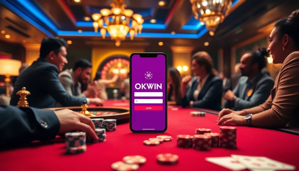 Engaging gamblers during the okwin login process at a luxurious casino table.