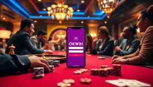Engaging gamblers during the okwin login process at a luxurious casino table.