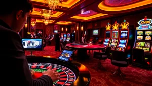 Experience thrilling games at XN88 with vibrant roulette tables and luxurious casino ambiance.