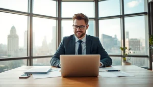 Engaged entrepreneur analyzing strategies for Business in a modern office setting.