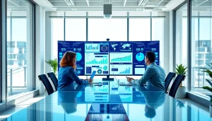 Showcasing effective competitive intelligence teamwork in a modern office setting.