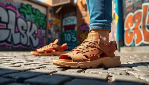 Découvrez les sandales Huarache sur huarachepaschers.fr dans un cadre urbain vibrant.