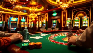 Excitement at the 789BET casino table with players and vibrant gaming elements.