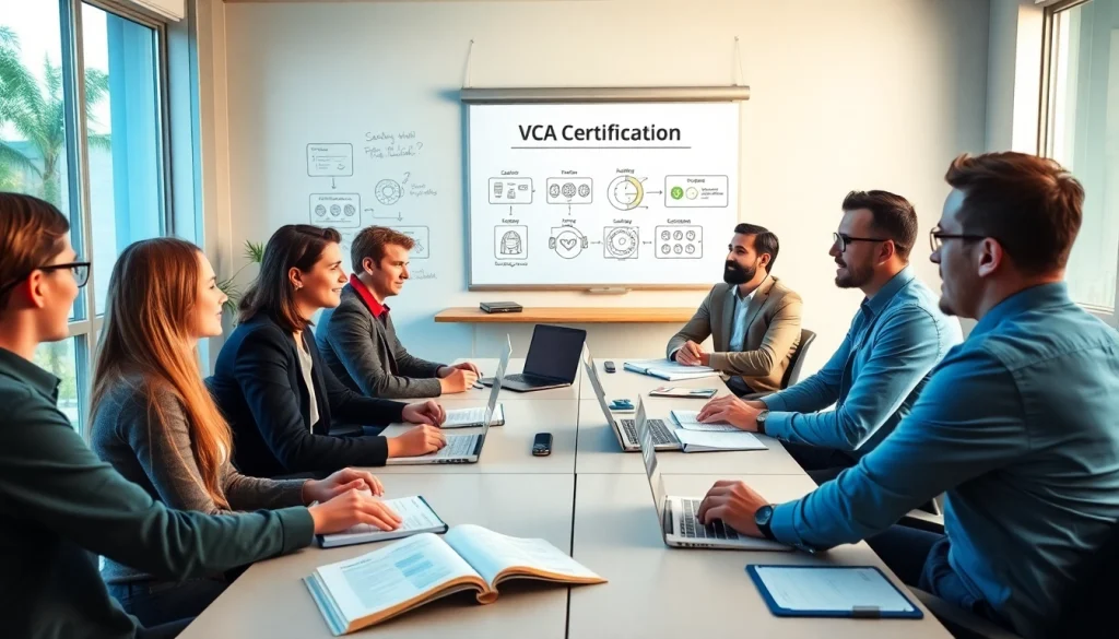 Engaged learners in a VCA certification course, focusing on vca kopen and safety knowledge.