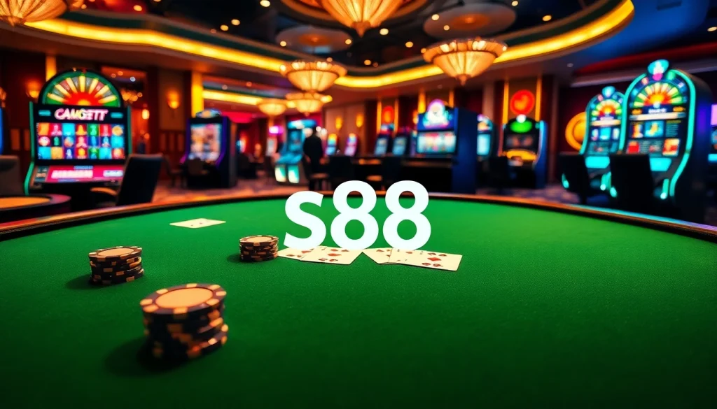 Experience the thrill of gambling with s88 on an elegant casino poker table.