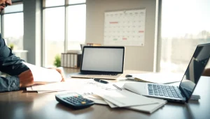 Prepare for tax season with focused individuals analyzing financial documents in a well-lit office space.