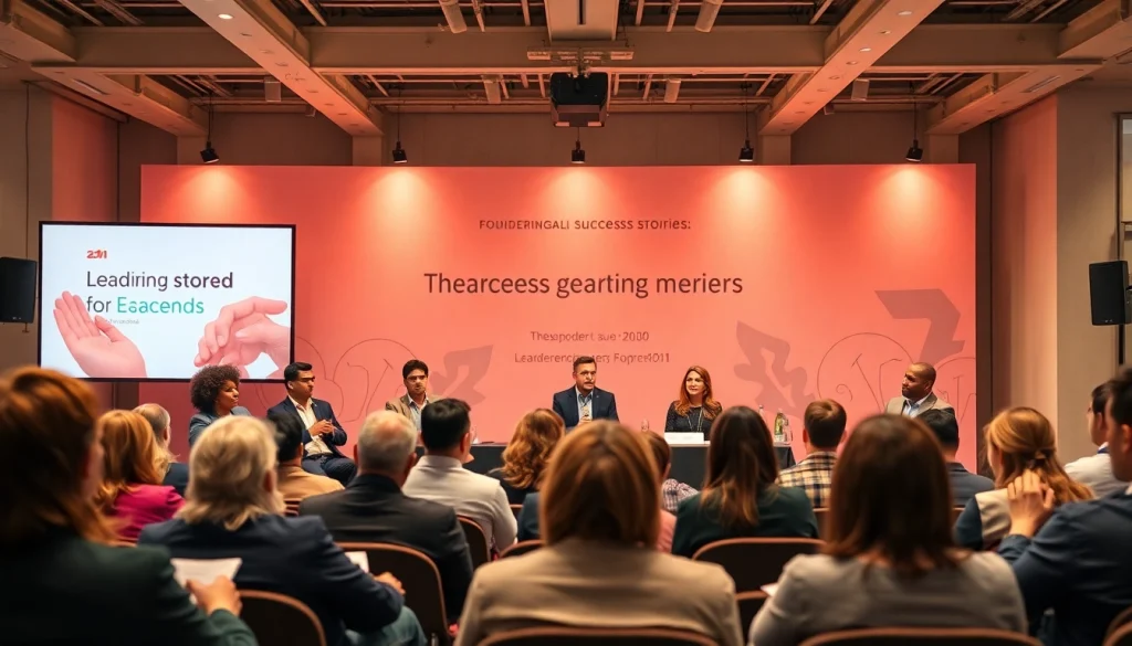 Founders sharing vital leadership insights in a dynamic conference room setting.