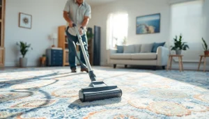 Expert carpet cleaners lincoln ca demonstrating professional techniques in a bright living room setting.