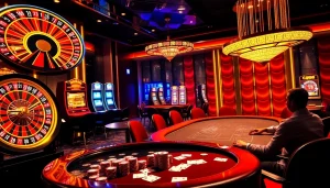 Experience the excitement at MM88 casino with vibrant gaming tables and slot machines.