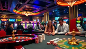 Engaging scene at 789f nhà cái with players enjoying casino games and vibrant atmosphere.