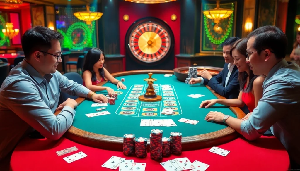 Experience the excitement of gambling at trang chủ 88t with professional poker players at a vibrant table.